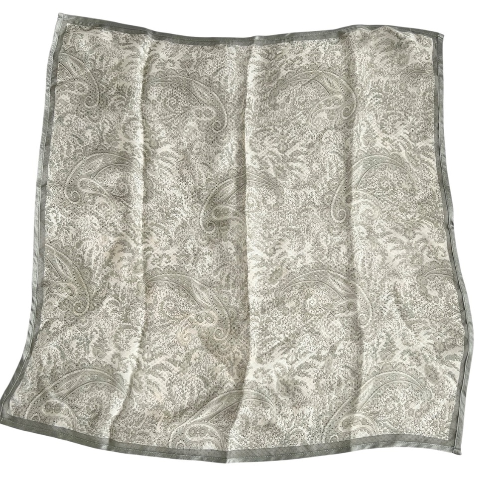 Ralph Lauren Silk Scarf Pale Green & Cream 22" Square Paisley